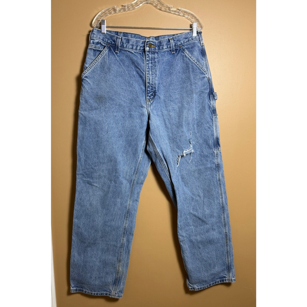 Vintage Carhartt Carpenter Jeans Denim Cargo Y2K Mens Size 36x32